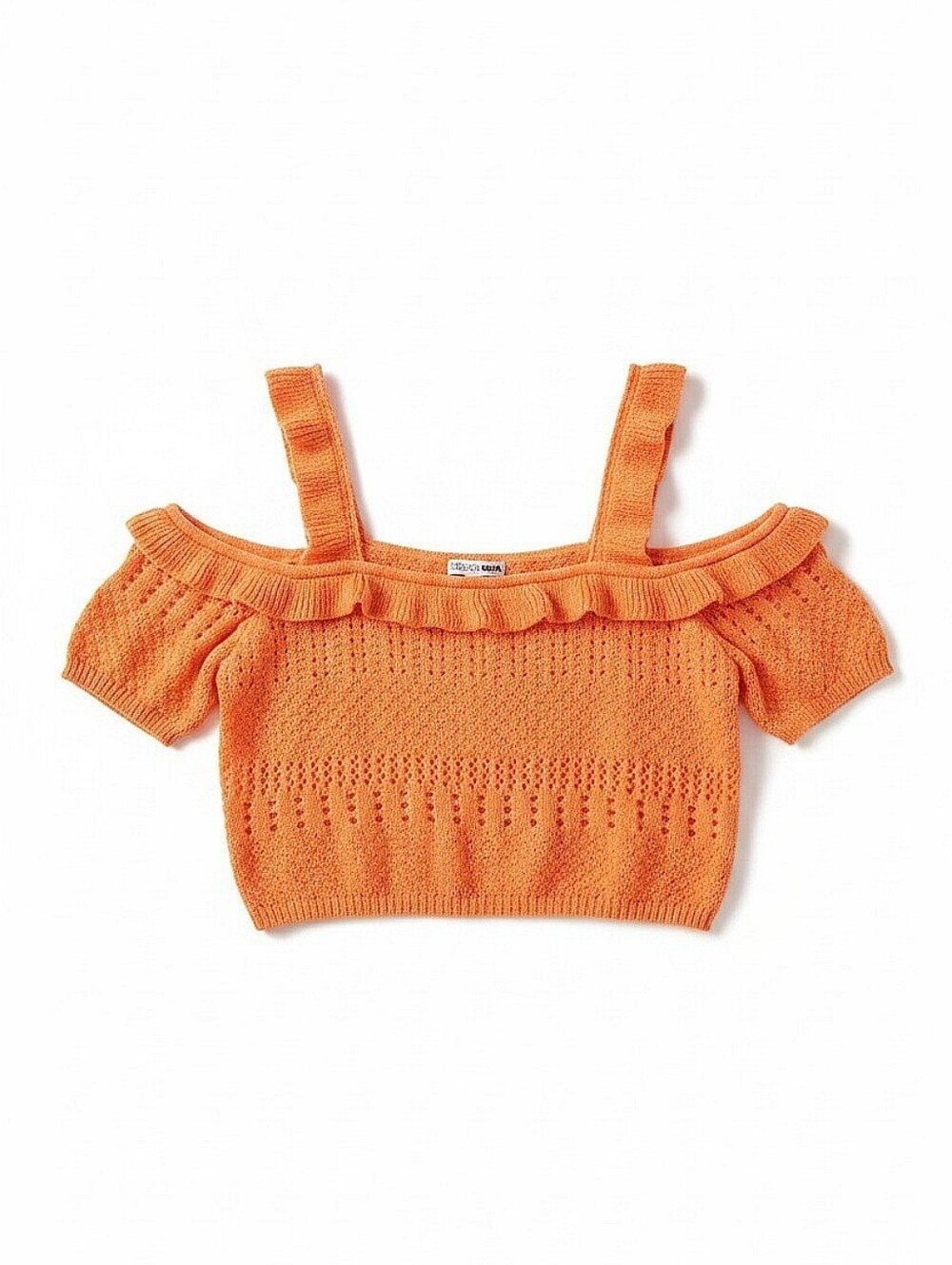 NWT! Fashion Nova Orange Knit Cold-Shoulder Crop Top